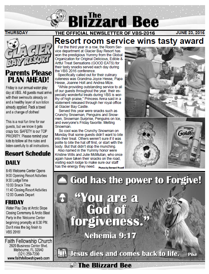 VBS 2016 Thursday Newsletter