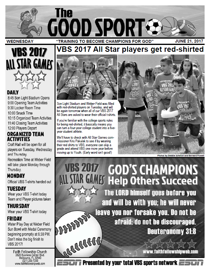 VBS 2017 Wednesday Newsletter